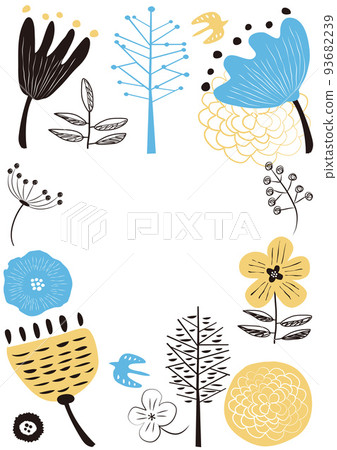Scandi Pattern Frame Scandinavian style _ flower pattern frame - Stock Illustration ...