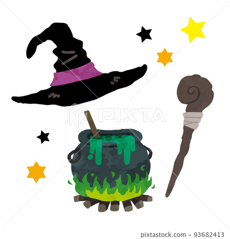 可愛的女巫帽、大鍋和魔杖(再次) 可愛的女巫帽、大鍋和魔杖(再次) 93682413