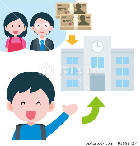 一個有能力支付學費和上學的男孩的插圖 93682427