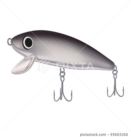 漁具插圖素材誘餌鰷魚 (1_4) 黑色和銀色 93683268