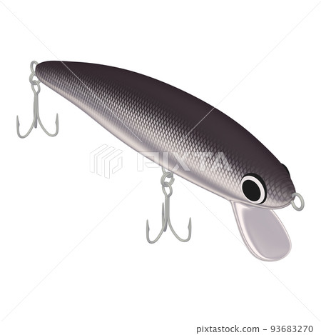 漁具插圖素材誘餌鰷魚（1_6）黑色和銀色 93683270