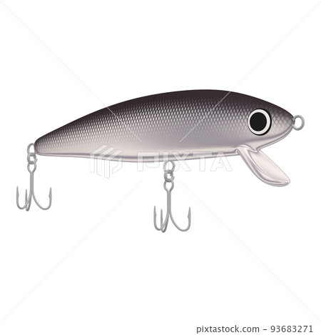 漁具插圖素材誘餌鰷魚 (1_7) 黑色和銀色 93683271