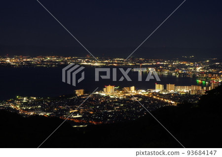 Hieizan Driveway Night view of Lake Biwa and Otsu City from Yumemigaoka Observation Deck 93684147