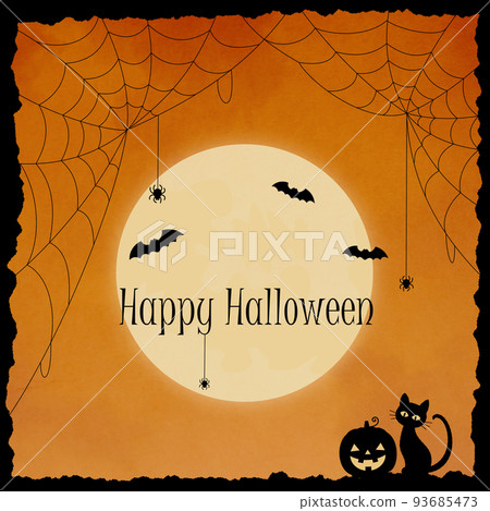 Halloween background illustration spider web and full moon night Halloween background illustration spider web and full moon night 93685473