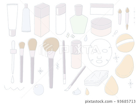Illustration material of a set of makeup tools beauty makeup cosmetics hand drawn vector 93685713