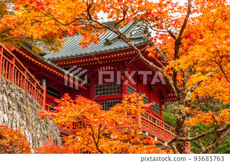 Autumn in Oku-Nikko, one of Japan's leading tourist destinations, Nikko Yamachuzenji Temple (Tachiki Kannon) in autumn Autumn in Oku-Nikko, one of Japan's leading tourist destinations, Nikko Yamachuzenji Temple (Tachiki Kannon) in autumn 93685763