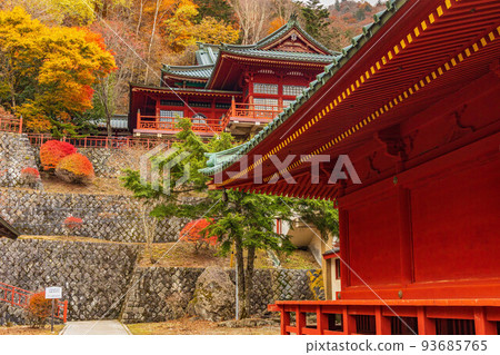 Autumn in Oku-Nikko, one of Japan's leading tourist destinations, Nikko Yamachuzenji Temple (Tachiki Kannon) in autumn 93685765