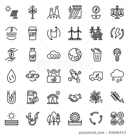 Renewable energy icons 93686433