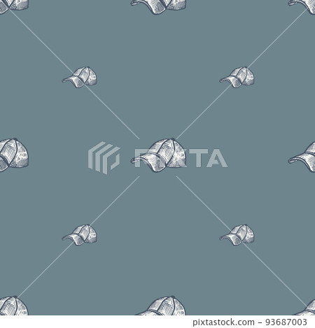 Baseball cap engraving seamless pattern. Casual modern headwear in hand drawn style. Baseball cap engraving seamless pattern. Casual modern headwear in hand drawn style. 93687003