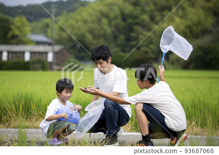 暑假 親子到鄉下採蟲 返鄉 稻田間小道上合影 採蜻蜓 暑假 親子到鄉下採蟲 返鄉 稻田間小道上合影 採蜻蜓 93687068
