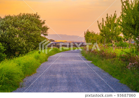 Shiga Prefecture Omihachiman City Nishinoko Dusk 93687860