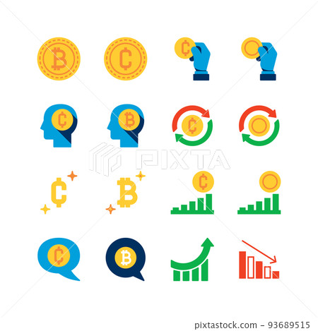 Bitcoin flat icons set. crypto currency outline elements collection. Vector line icons Bitcoin flat icons set. crypto currency outline elements collection. Vector line icons 93689515