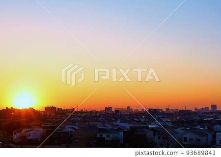 Cityscape at dusk 93689841