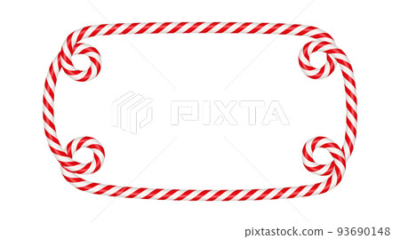 Christmas candy cane rectangle frame with red and white stripe. Xmas border with striped candy lollipop pattern. Blank christmas and new year template Vector illustration isolated on white background Christmas candy cane rectangle frame with red and white stripe. Xmas border with striped candy lollipop pattern. Blank christmas and new year template Vector illustration isolated on white background 93690148