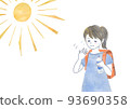 Elementary school girl hydrating 93690358