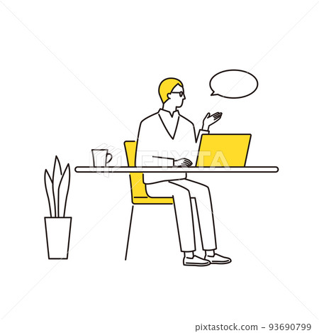 A businessman having a remote meeting on a personal computer 93690799