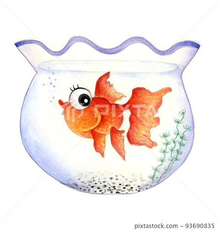 Goldfish with a calm face Hand-drawn style 93690835