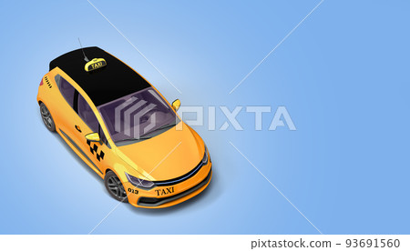 taxi cab online internet service transportation concept  yellow taxi 3d render on dlue gradient 93691560