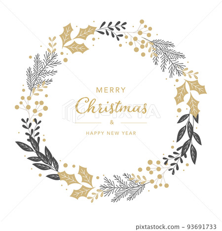 Christmas wreath vector illustration frame background Christmas wreath vector illustration frame background 93691733