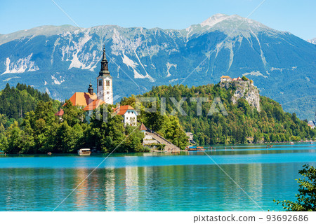 Lake Bled and Church of the Mother of God on the Lake - Slovenia Lake Bled and Church of the Mother of God on the Lake - Slovenia 93692686