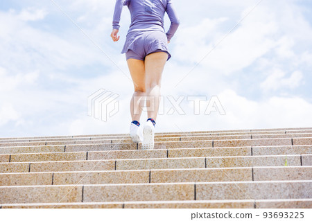 A woman aiming for weight loss on a staircase diet 93693225