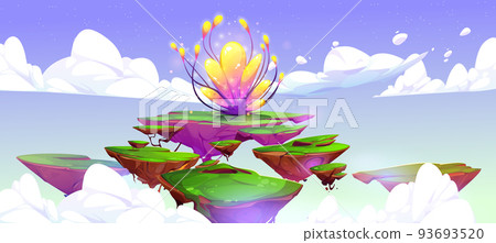 Fantasy flower on alien planet landscape, vector - Stock Illustration ...