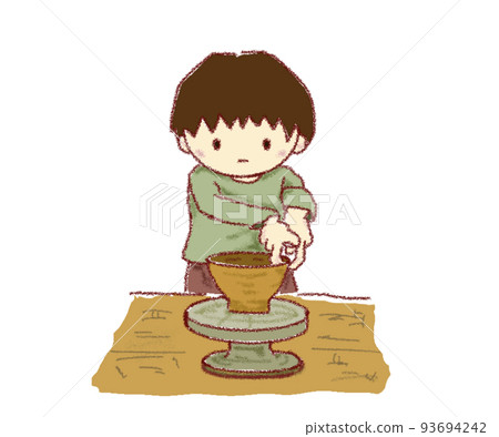 Pottery using a potter's wheel (transparent) 93694242