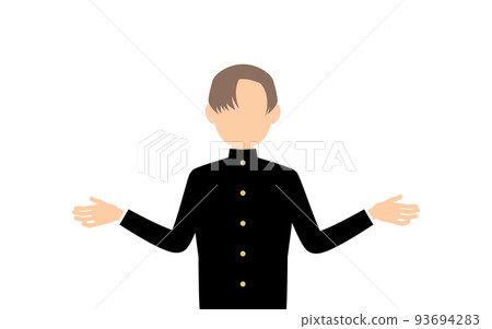 Male student wearing school uniform, gesture to spread both hands 93694283