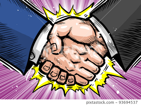Gekiga manga-style illustration with a strong handshake 93694537