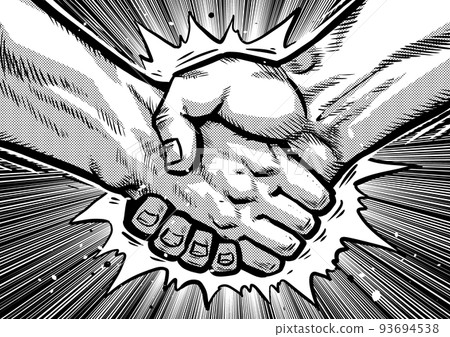 Gekiga manga-style illustration with a strong handshake Gekiga manga-style illustration with a strong handshake 93694538
