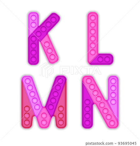 A set of realistic pink pop it toys in the form of an alphabet. A set of realistic pink pop it toys in the form of an alphabet. 93695045