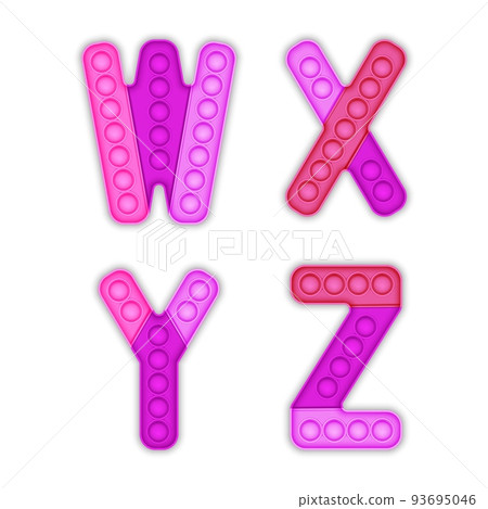 A set of realistic pink pop it toys in the form of an alphabet. 93695046