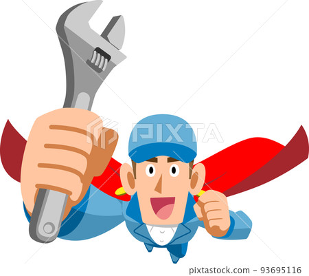 Mechanic man wearing a cloak and flying Mechanic man wearing a cloak and flying 93695116