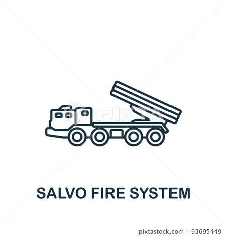 Salvo Fire System icon. Line simple line Weapon icon for templates, web design and infographics 93695449