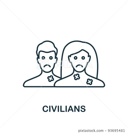 Civilians icon. Line simple line War icon for templates, web design and infographics 93695481
