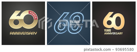 60 years anniversary set of vector icons, logos. Graphic background 60 years anniversary set of vector icons, logos. Graphic background 93695580