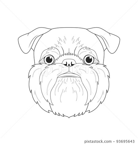 Brussels Griffon dog easy coloring cartoon vector illustration. Isolated on white background 93695643