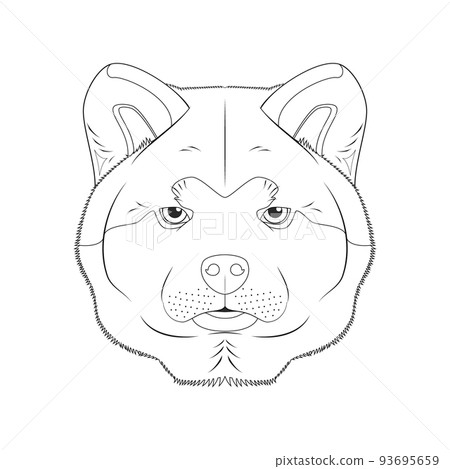 Akita Inu dog easy coloring cartoon vector illustration. Isolated on white background 93695659
