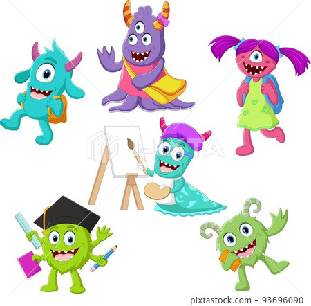 Cute monster school cartoon collection Cute monster school cartoon collection 93696090