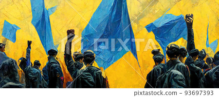 Support of Ukraine. Ukraine's Independence Day. Concept AI-generated image 93697393