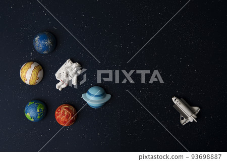 空間背景下的行星和火箭 93698887