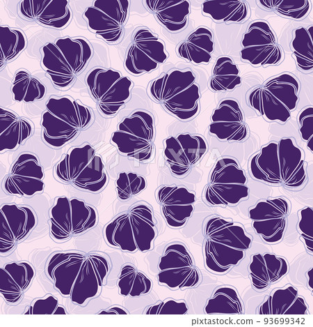 Blue violet pink vector hand drawn flowers bloom ditsy vector seamless pattern background. Great for fabric, textile, allover print, packaging and more 93699342