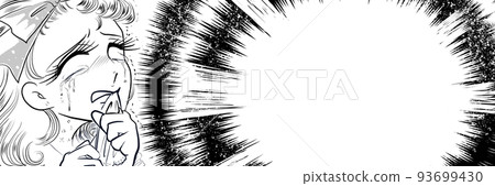 1970 年代女孩卡通片金髮美女咬手帕大震驚、心煩、哭臉特寫單色寬尺寸 93699430