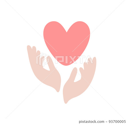 Vector Beige woman hand takes red heart logo icon. Encourage donate. Concept idea of donation or medicine help. Stop war in Ukraine Vector Beige woman hand takes red heart logo icon. Encourage donate. Concept idea of donation or medicine help. Stop war in Ukraine 93700005
