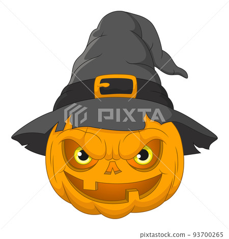 Cartoon Halloween pumpkin in witch hat Cartoon Halloween pumpkin in witch hat 93700265