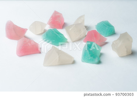 Japanese confectionery amber sugar white background Japanese confectionery amber sugar white background 93700303