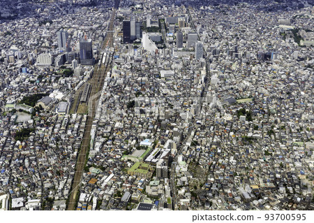Aerial view near Nakano Station on the Chuo Line Aerial view near Nakano Station on the Chuo Line 93700595