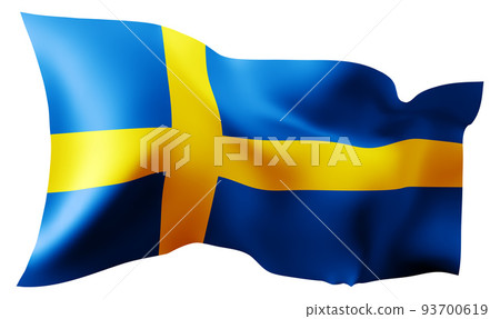 Flag of Sweden waving in the wind. 93700619