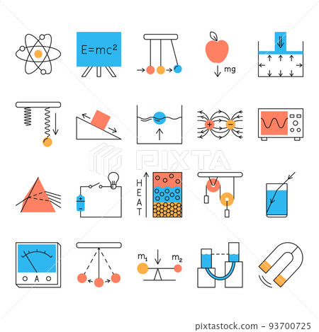 Physics icon set in line style 93700725