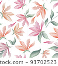 Magnolia flowers and leaves seamless pattern 93702523